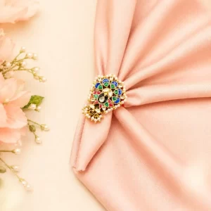 Royal Peacock Kundan Adjustable Ring for Women | Gold-Plated Traditional Statement Ring