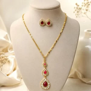 Riwaayat Ruby Teardrop Pendant Necklace Set