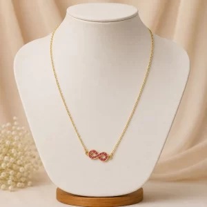 Gulnaar Infinity Pink Stone Pendant Necklace